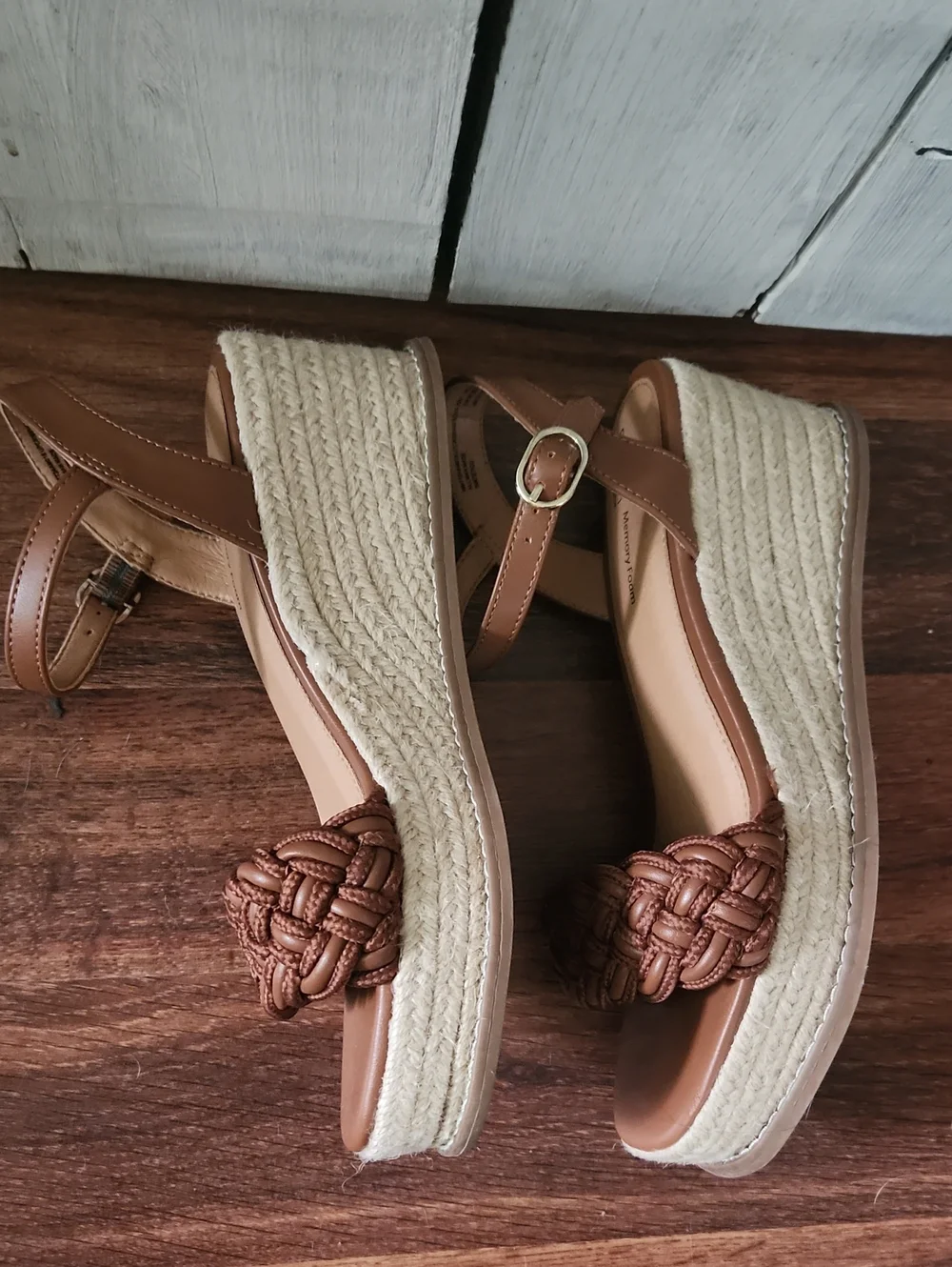 Time And Tru Braided Memory Foam Espadrille Wedge Sandals Womens Size 8